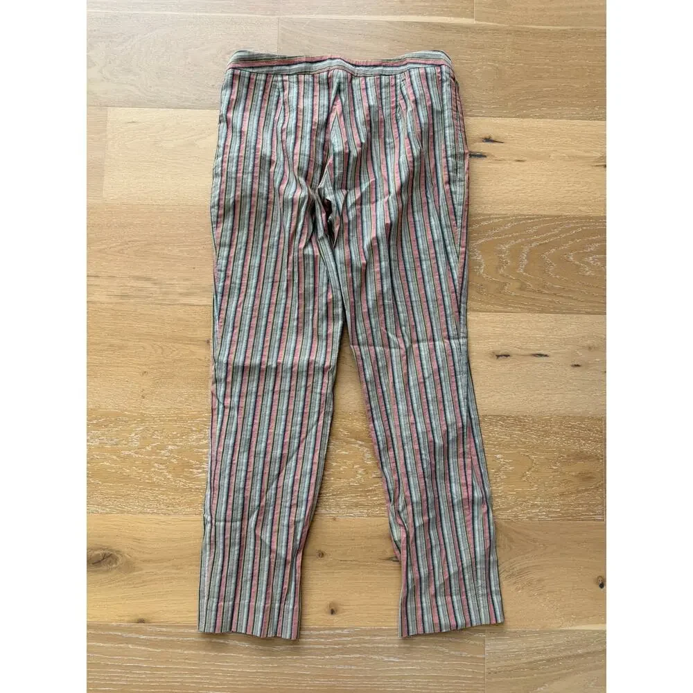 KORS Michael Kors Vintage Women’s Striped Ankle Pants Size 8 Pink Cotton Linen